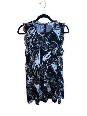 Lola Grace Black and White Marble Stretch Ruffle Tiered Dress